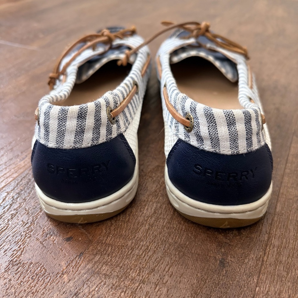 Sperry Navy Blue and White Striped Boat Shoes - Picture 4 of 8